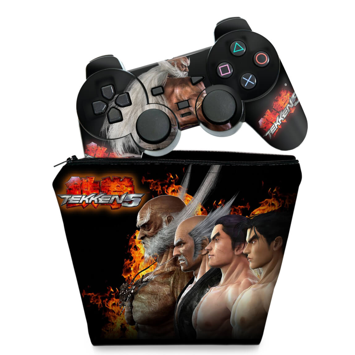 KIT Capa Case e Skin Anti-Rage PS2 Controle - Tekken 5
