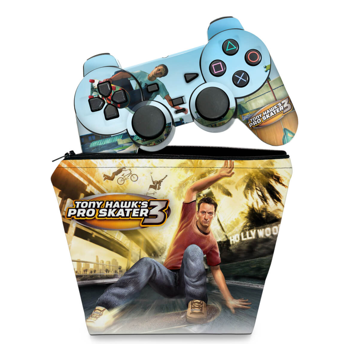 KIT Capa Case e Skin Anti-Rage PS2 Controle - Tony Hawks Pro Skater 3