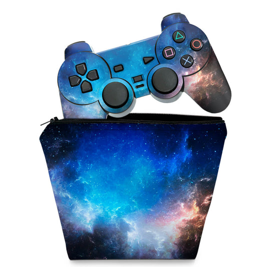 KIT Capa Case e Skin Anti-Rage PS2 Controle - Universo Cosmos