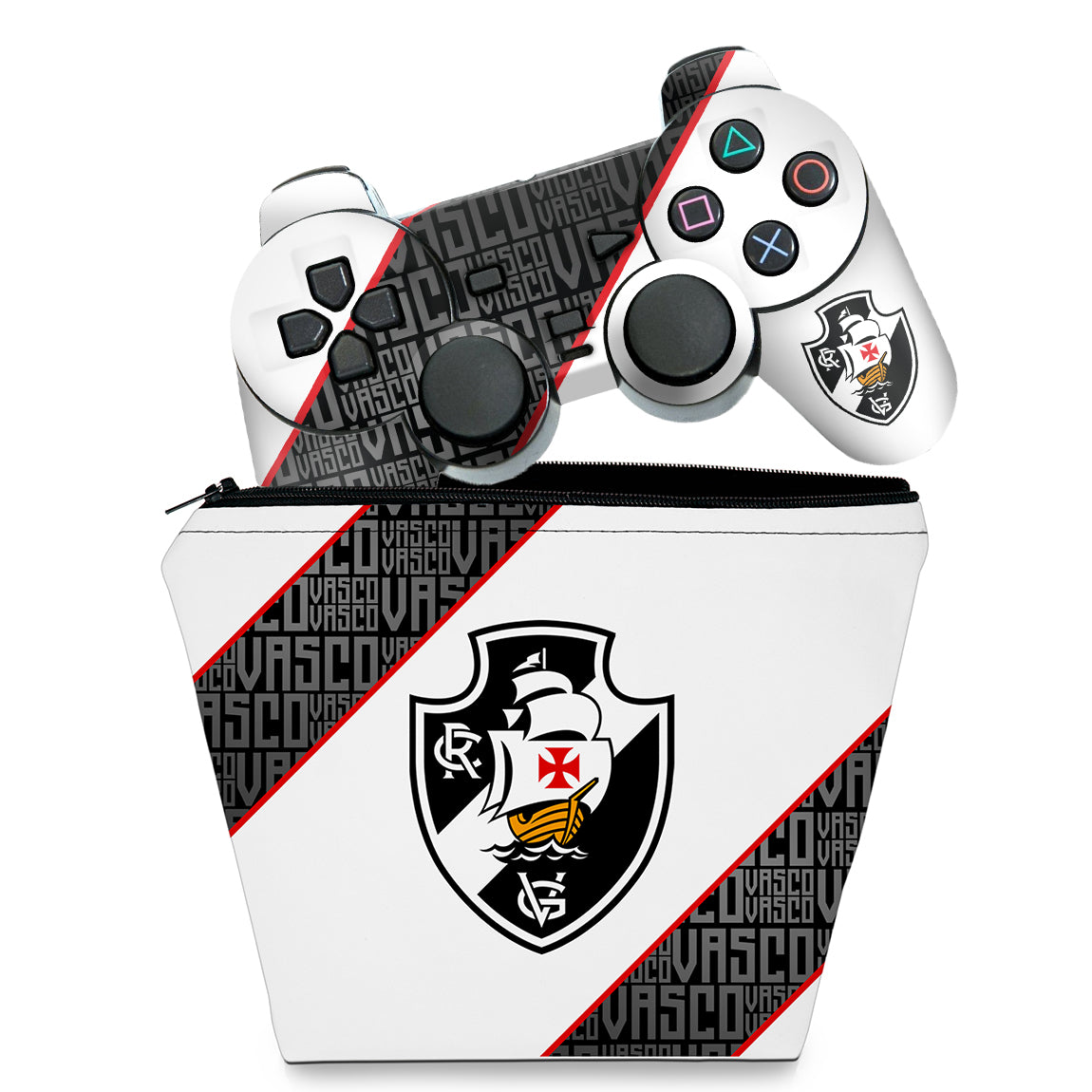KIT Capa Case e Skin Anti-Rage PS2 Controle - Vasco A