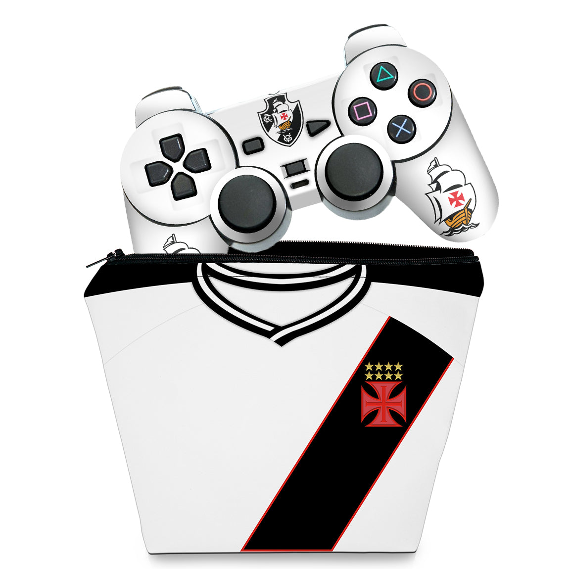 KIT Capa Case e Skin Anti-Rage PS2 Controle - Vasco B