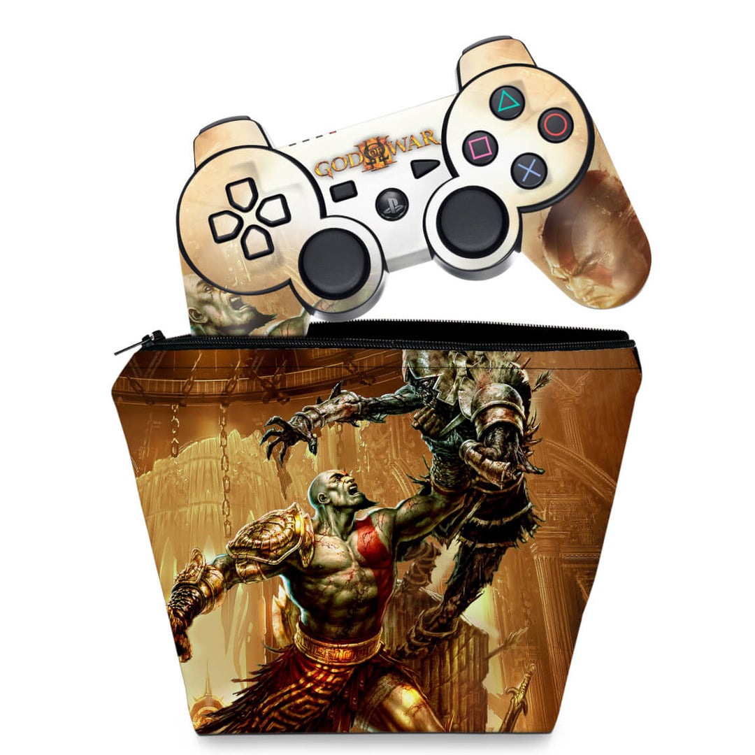 KIT Capa Case e Skin Anti-Rage PS3 Controle - God Of War 3 #1 - Pop Arte Skins