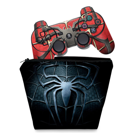 KIT Capa Case e Skin Anti-Rage PS3 Controle - Homem Aranha
