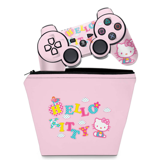KIT Capa Case e Skin Anti-Rage PS3 Controle - Hello Kitty