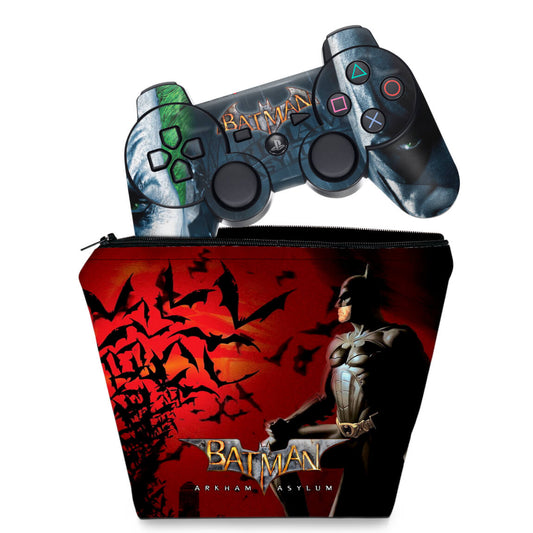 KIT Capa Case e Skin Anti-Rage PS3 Controle - Batman Arkham