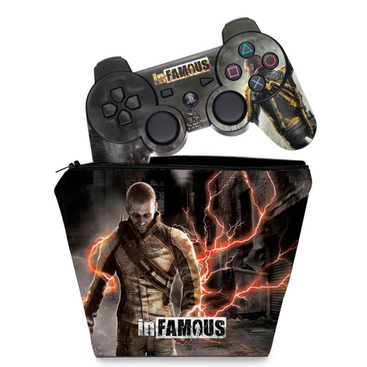 KIT Capa Case e Skin Anti-Rage PS3 Controle - Infamous 2