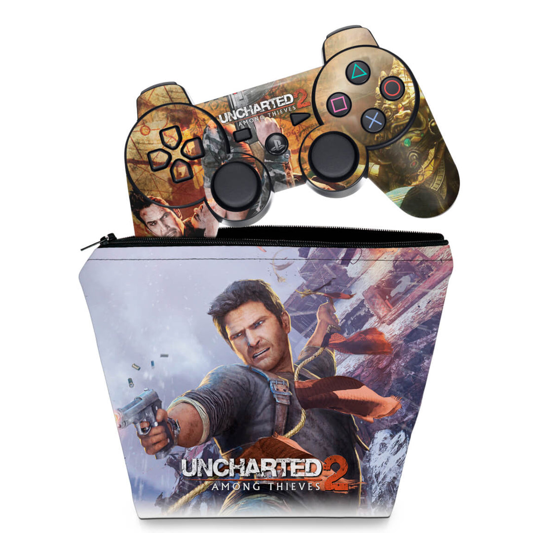 KIT Capa Case e Skin Anti-Rage PS3 Controle - Uncharted 2 - Pop Arte Skins