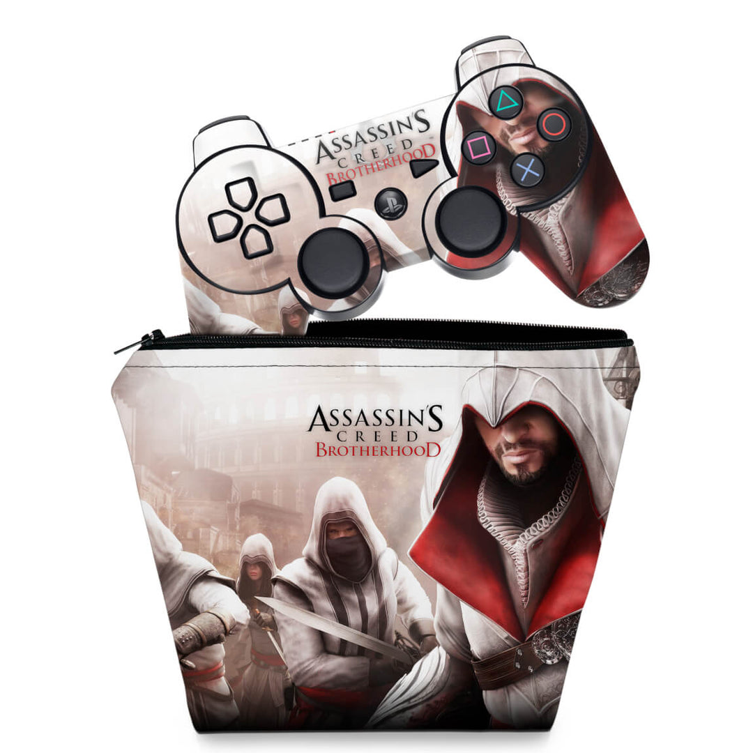 KIT Capa Case e Skin Anti-Rage PS3 Controle - Assassins Creed Brotherhood #A - Pop Arte Skins
