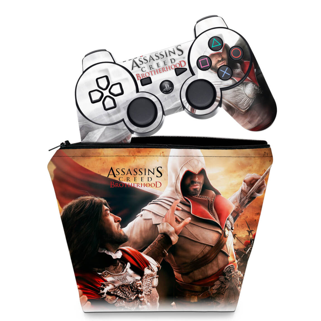 KIT Capa Case e Skin Anti-Rage PS3 Controle - Assassins Creed Brotherhood #B - Pop Arte Skins