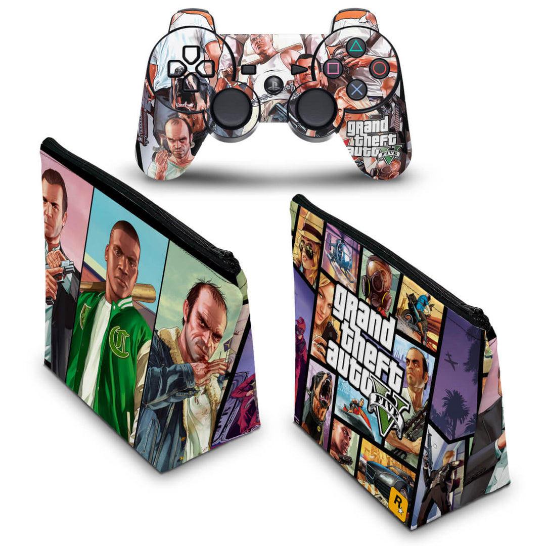 KIT Capa Case e Skin Anti-Rage PS3 Controle - Gta V 5 - Pop Arte Skins - foto 2
