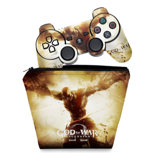 KIT Capa Case e Skin Anti-Rage PS3 Controle - God Of War 4