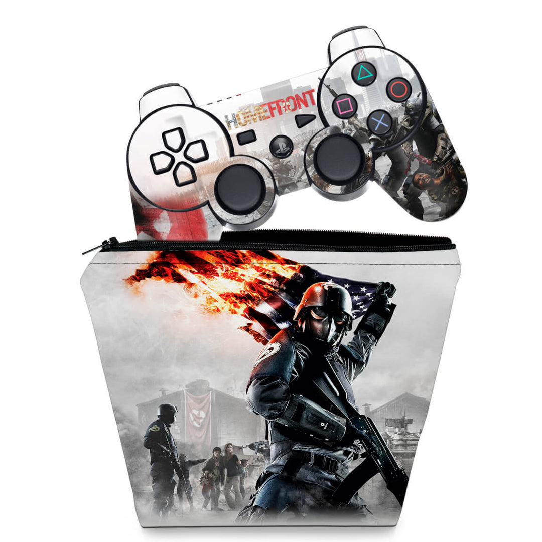 KIT Capa Case e Skin Anti-Rage PS3 Controle - Homefront - Pop Arte Skins