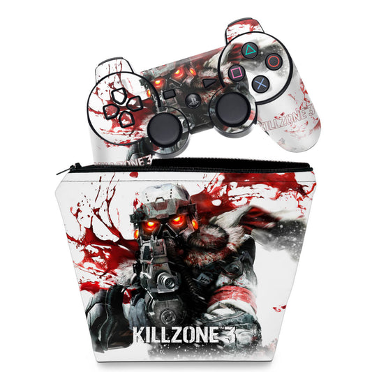 KIT Capa Case e Skin Anti-Rage PS3 Controle - Killzone 3