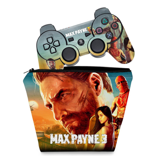 KIT Capa Case e Skin Anti-Rage PS3 Controle - Max Payne 3
