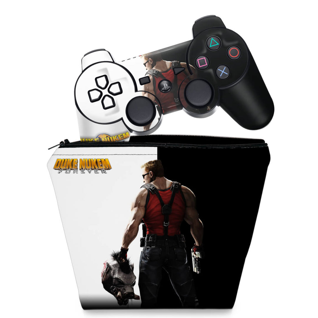 KIT Capa Case e Skin Anti-Rage PS3 Controle - Duke Nukem Forever - Pop Arte Skins
