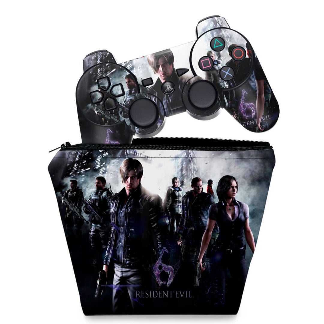 KIT Capa Case e Skin Anti-Rage PS3 Controle - Resident Evil 6 - Pop Arte Skins