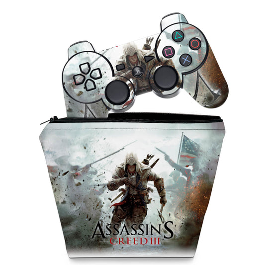 KIT Capa Case e Skin Anti-Rage PS3 Controle - Assassins Creed 3