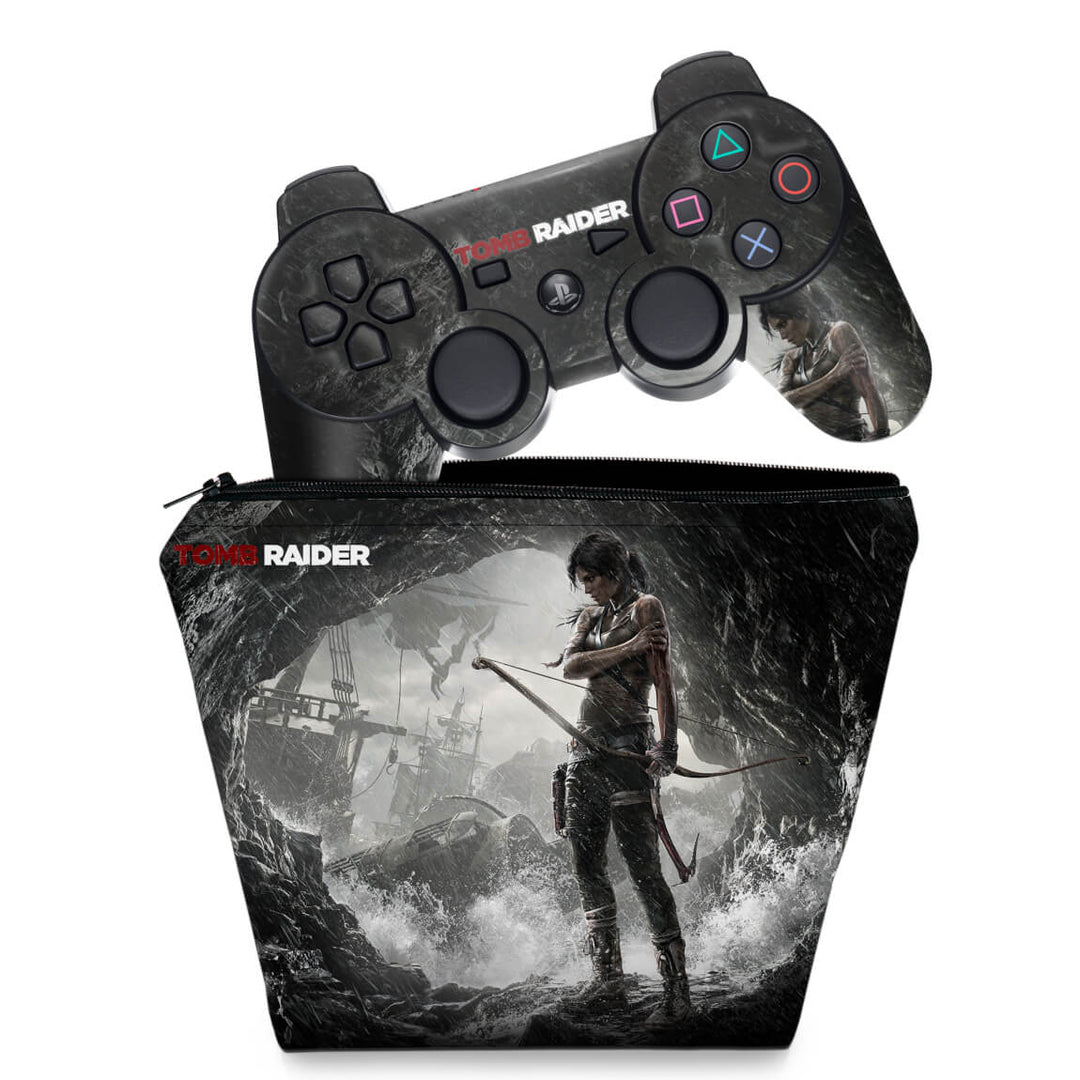 KIT Capa Case e Skin Anti-Rage PS3 Controle - Tomb Raider 3 - Pop Arte Skins