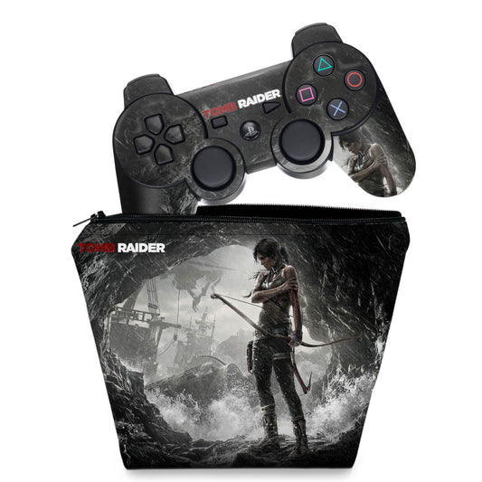 KIT Capa Case e Skin Anti-Rage PS3 Controle - Tomb Raider 3