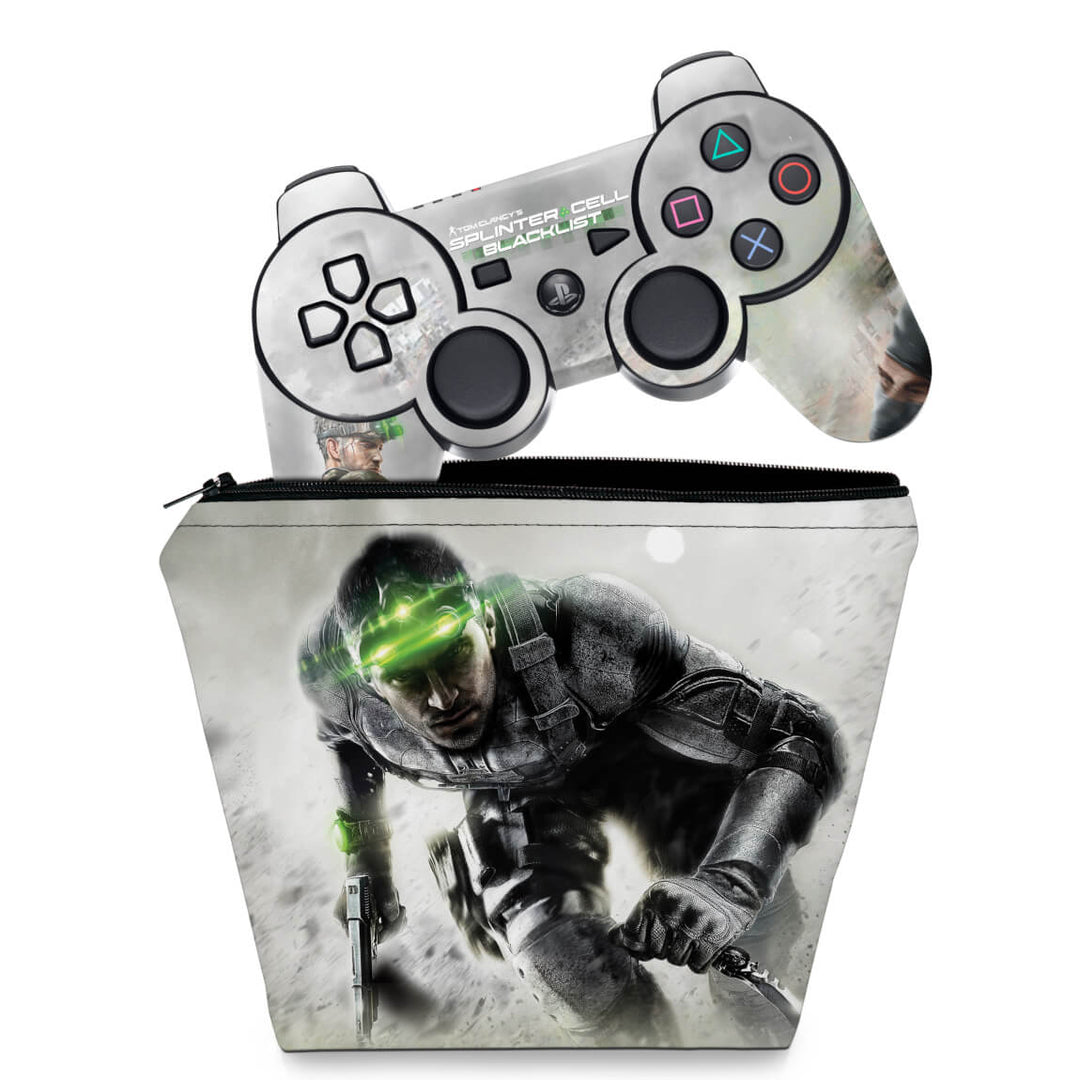 KIT Capa Case e Skin Anti-Rage PS3 Controle - Splinter Cell Blacklist - Pop Arte Skins