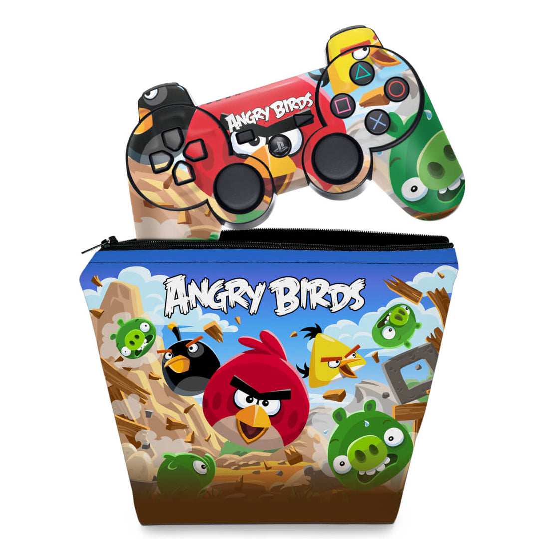 KIT Capa Case e Skin Anti-Rage PS3 Controle - Angry Birds - Pop Arte Skins