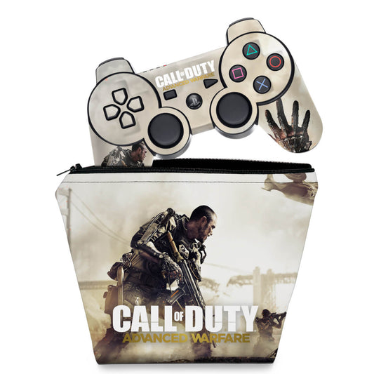 KIT Capa Case e Skin Anti-Rage PS3 Controle - Call Of Duty Advanced Warfare