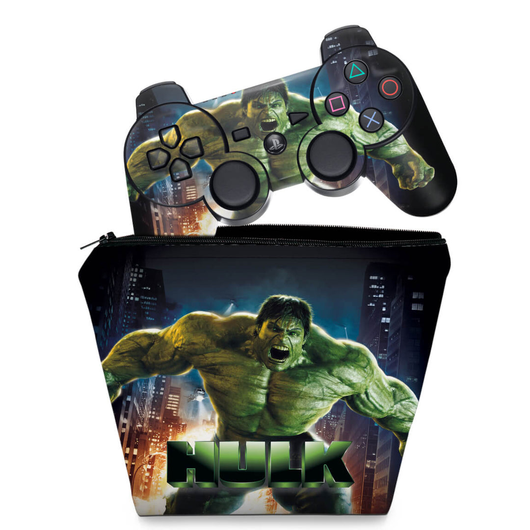 KIT Capa Case e Skin Anti-Rage PS3 Controle - Hulk - Pop Arte Skins