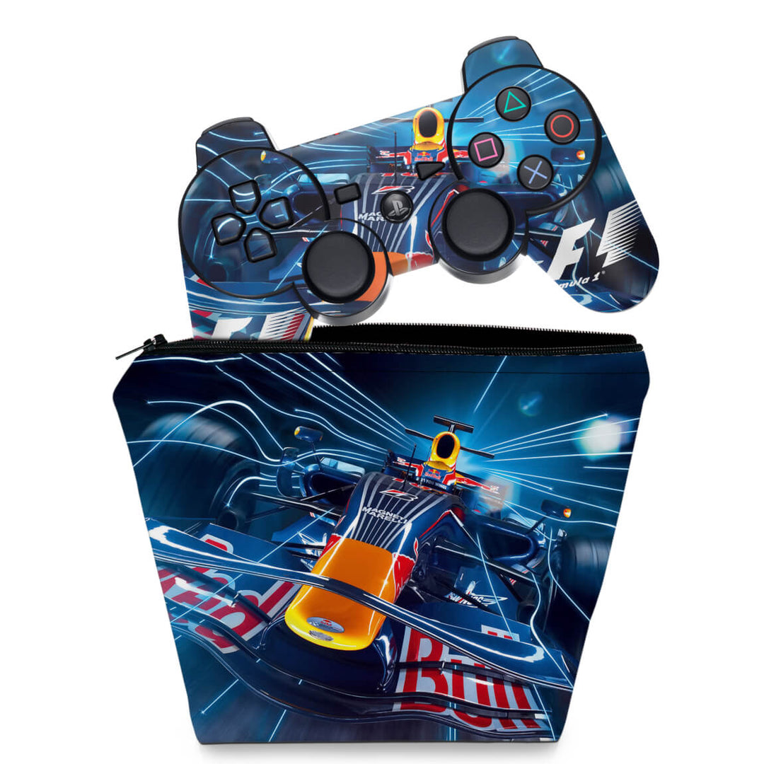 KIT Capa Case e Skin Anti-Rage PS3 Controle - Formula 1 - Pop Arte Skins