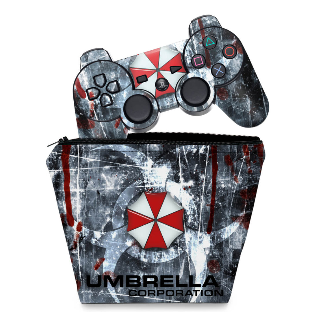 KIT Capa Case e Skin Anti-Rage PS3 Controle - Resident Evil - Pop Arte Skins