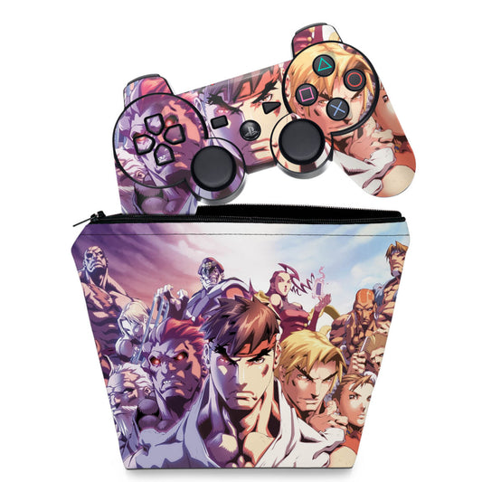 KIT Capa Case e Skin Anti-Rage PS3 Controle - Street Fighter