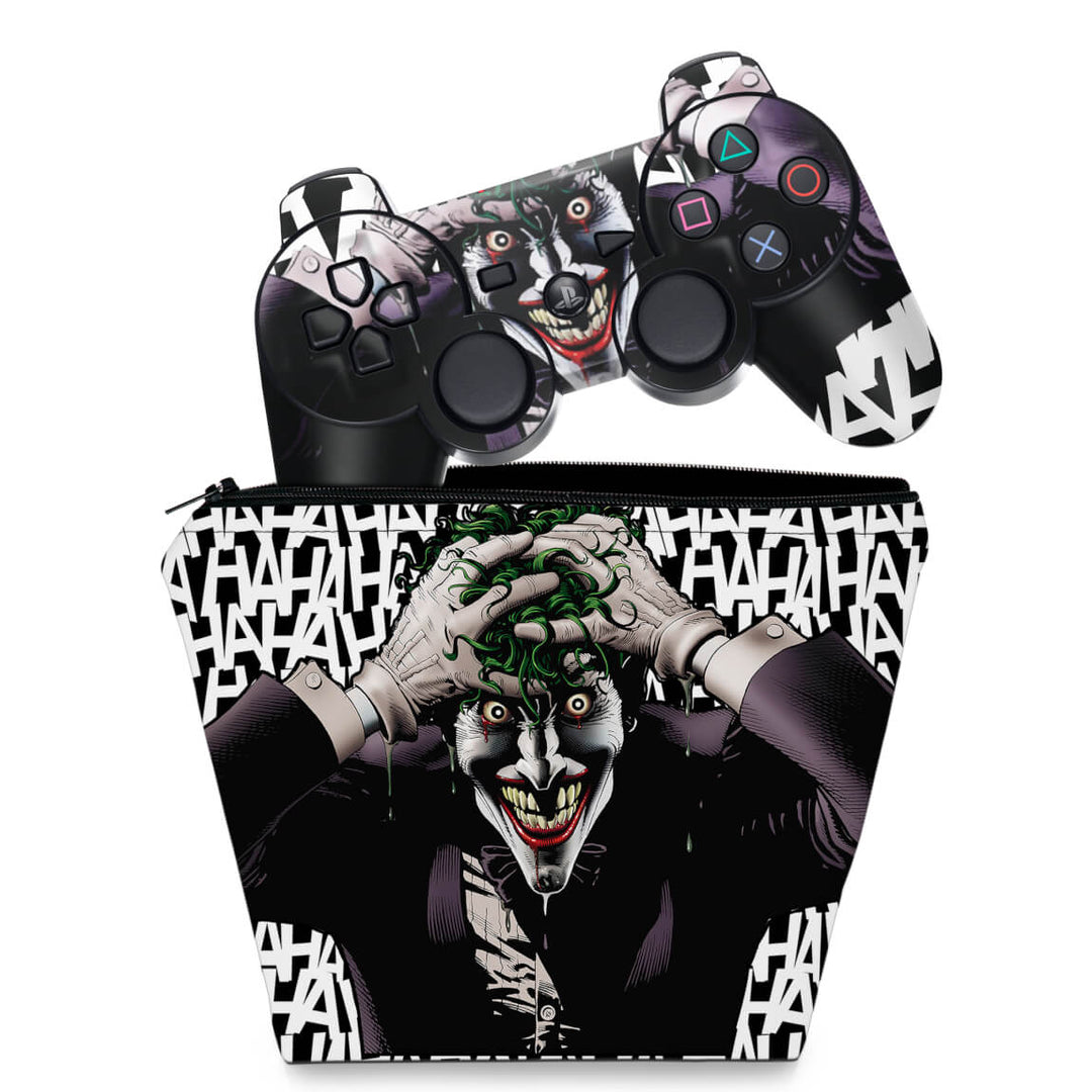 KIT Capa Case e Skin Anti-Rage PS3 Controle - Joker Coringa - Pop Arte Skins