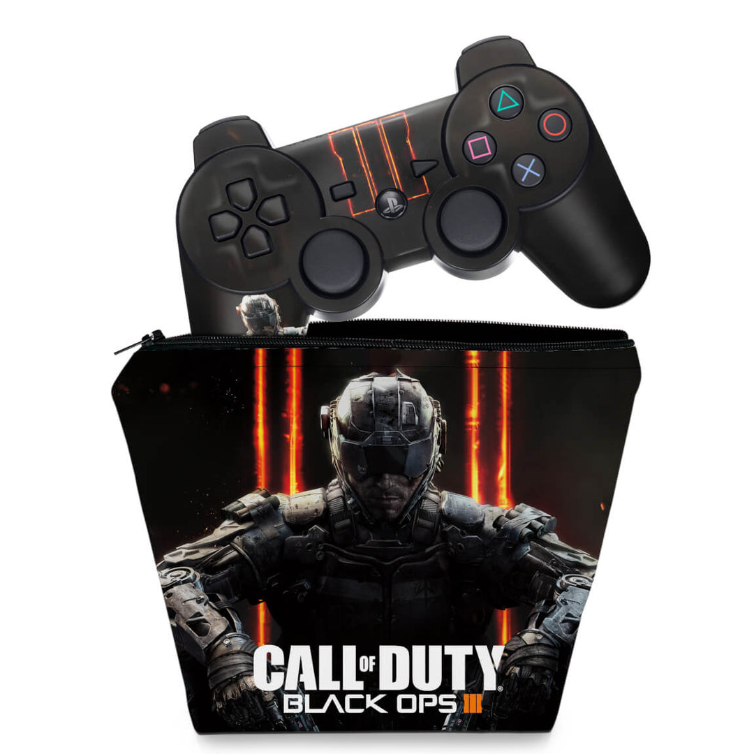 KIT Capa Case e Skin Anti-Rage PS3 Controle - Call Of Duty Iii - Pop Arte Skins