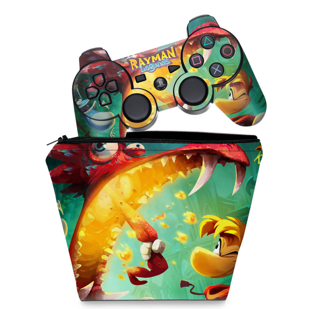 KIT Capa Case e Skin Anti-Rage PS3 Controle - Rayman Legends - Pop Arte Skins