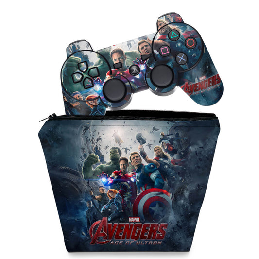 KIT Capa Case e Skin Anti-Rage PS3 Controle - Vingadores 2