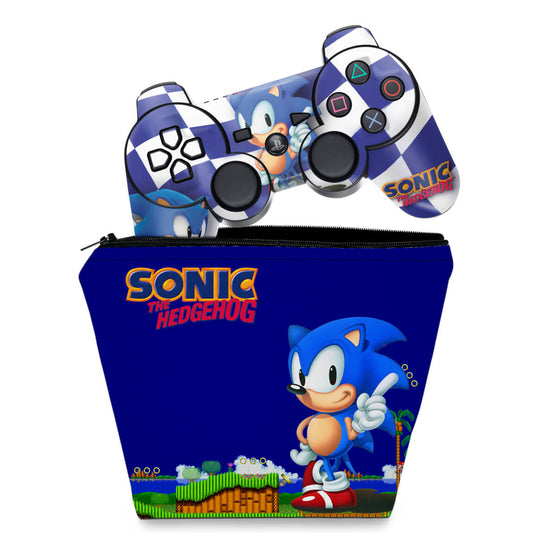 KIT Capa Case e Skin Anti-Rage PS3 Controle - Sonic Hedgehog