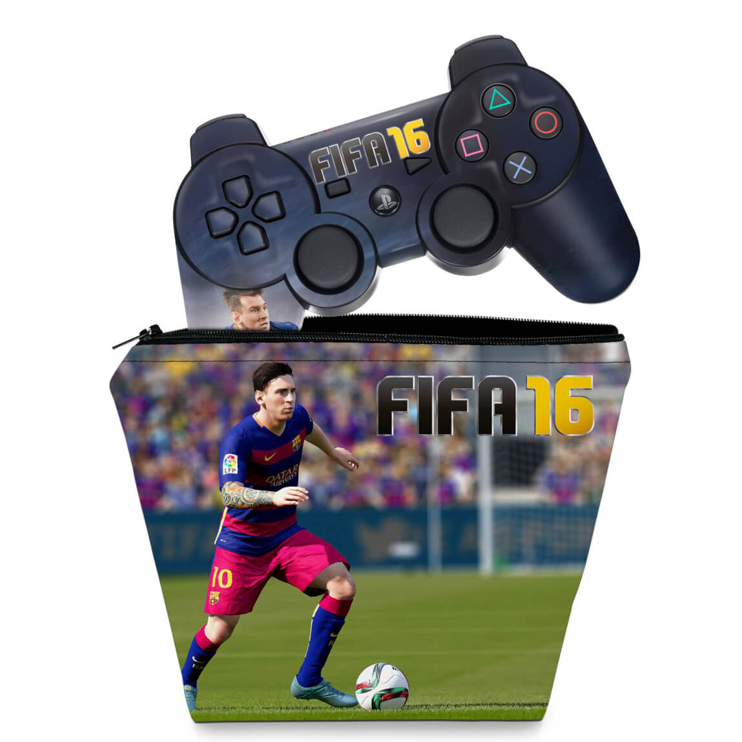 KIT Capa Case e Skin Anti-Rage PS3 Controle - Fifa 16 - Pop Arte Skins