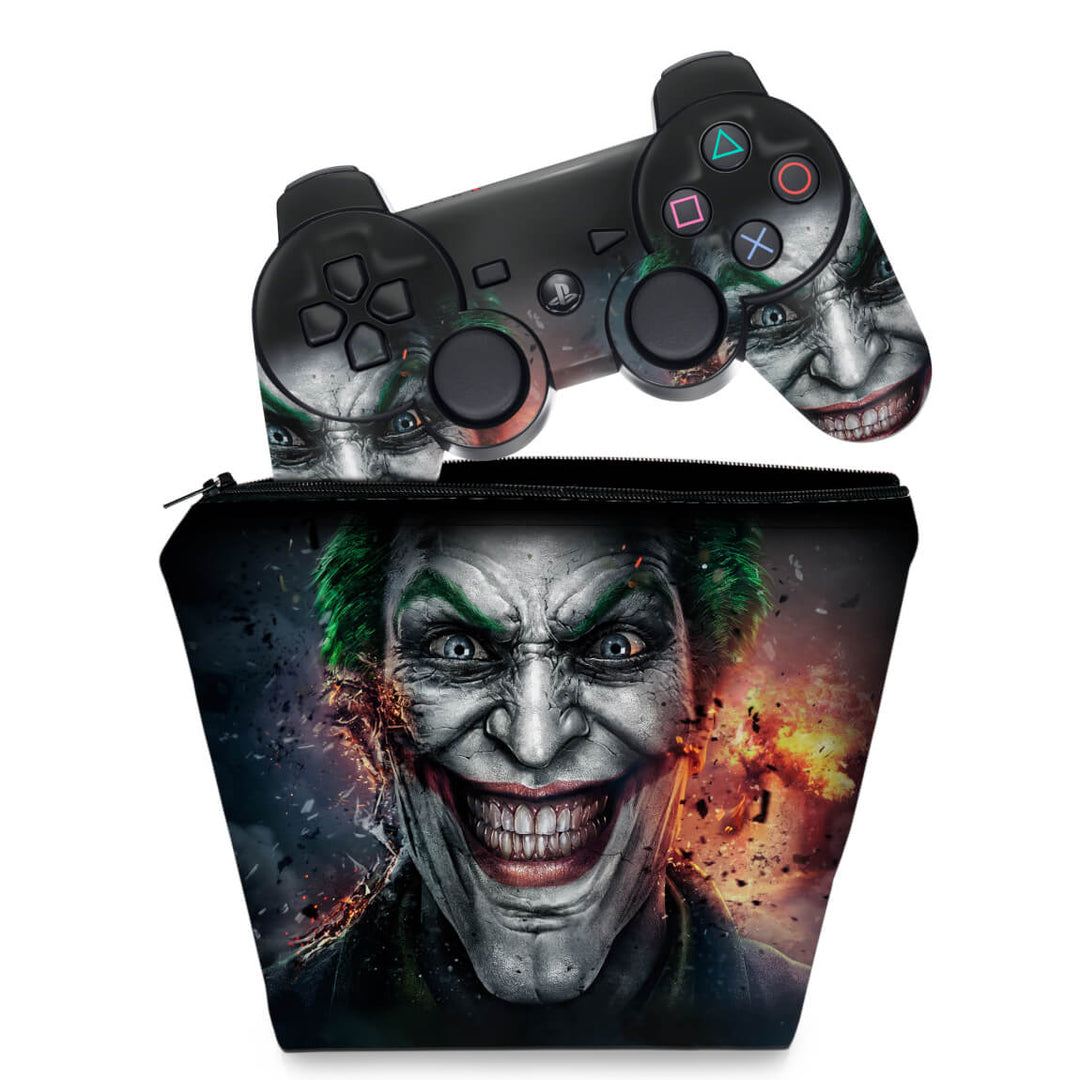 KIT Capa Case e Skin Anti-Rage PS3 Controle - Coringa Joker - Pop Arte Skins