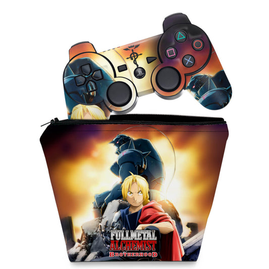 KIT Capa Case e Skin Anti-Rage PS3 Controle - Fullmetal Alchemist