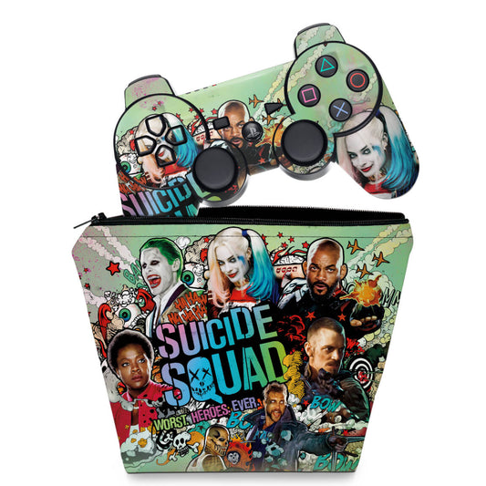 KIT Capa Case e Skin Anti-Rage PS3 Controle - Esquadrão Suicida