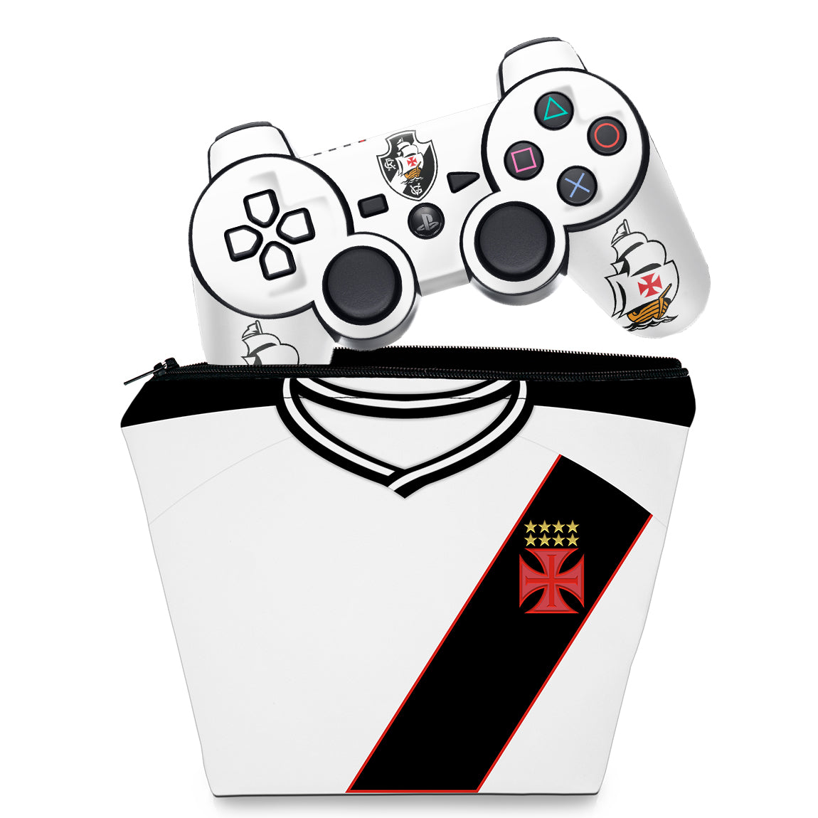 KIT Capa Case e Skin PS3 Controle - Vasco B