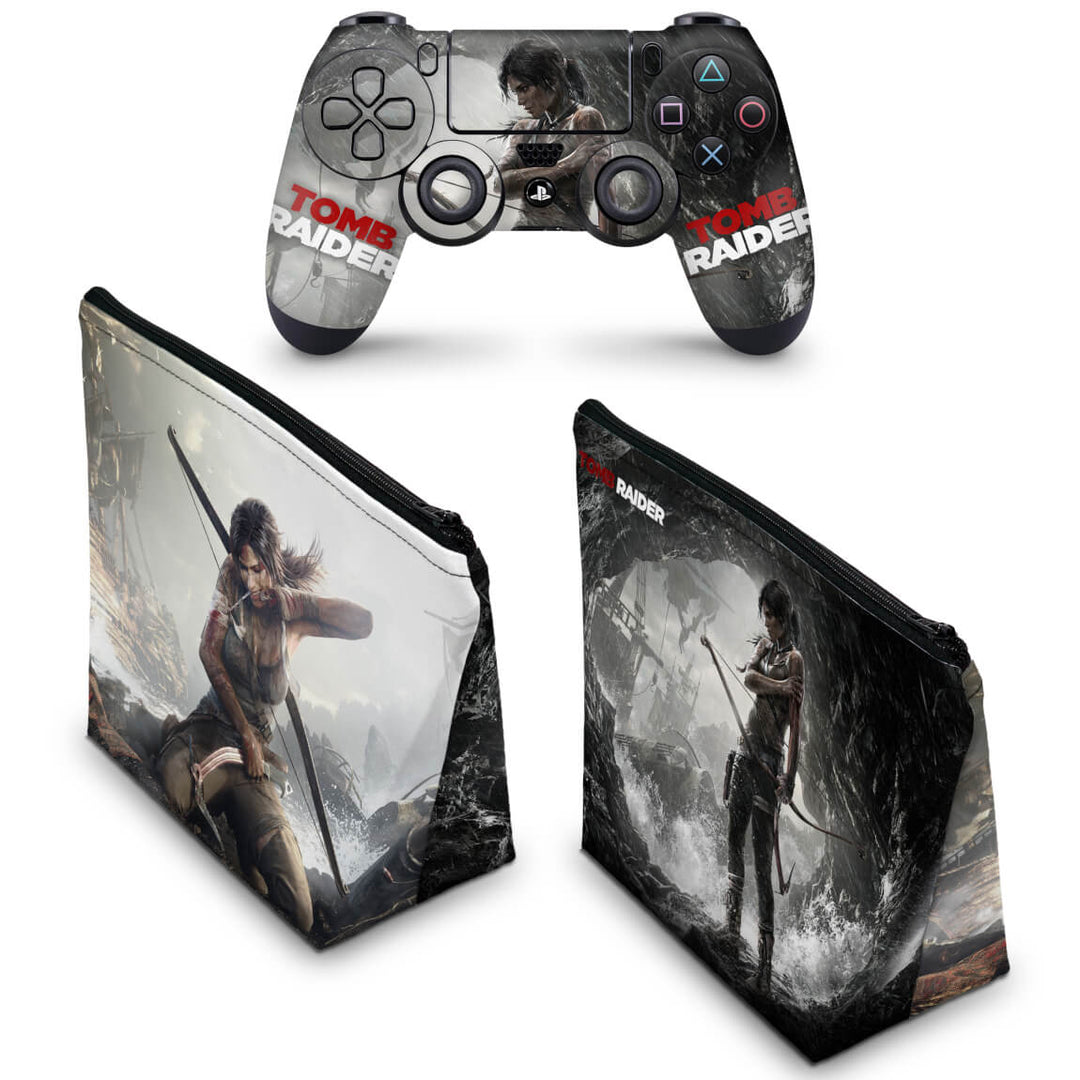 KIT Capa Case e Skin Anti-Rage PS4 Controle - Tomb Raider - Pop Arte Skins - foto 2