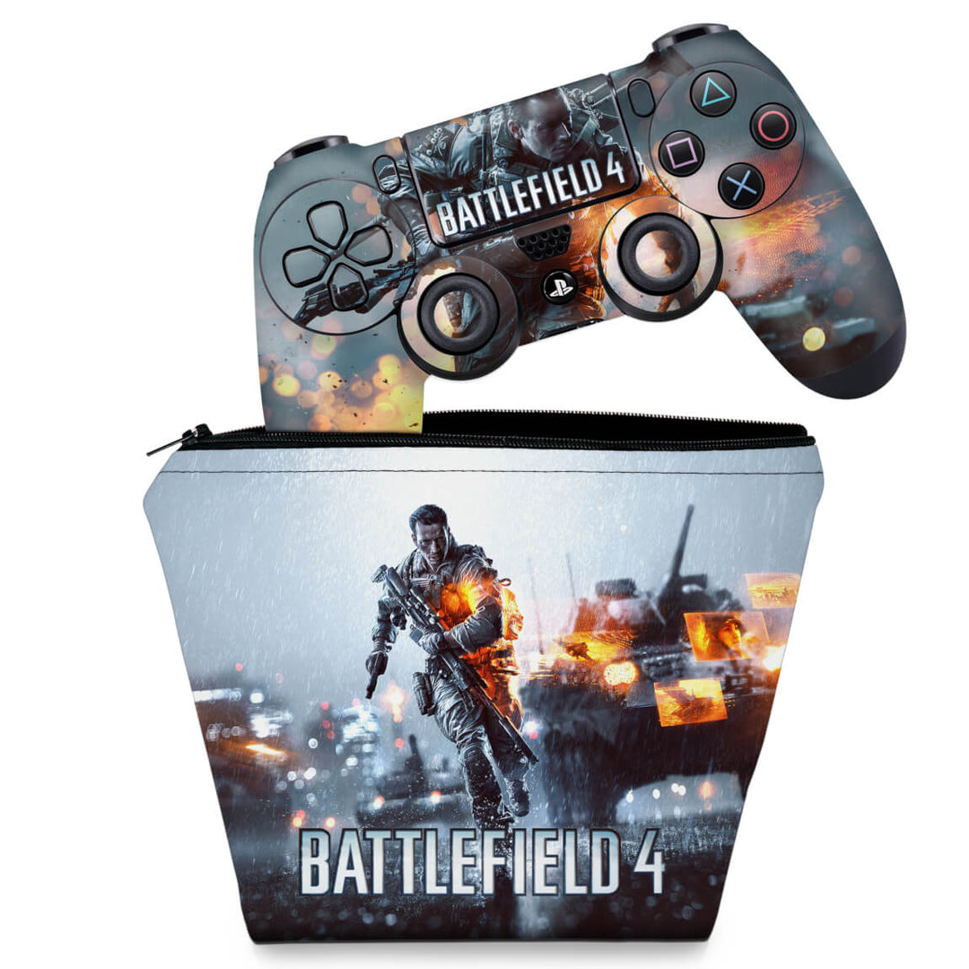 KIT Capa Case e Skin Anti-Rage PS4 Controle - Battlefield 4 - Pop Arte Skins