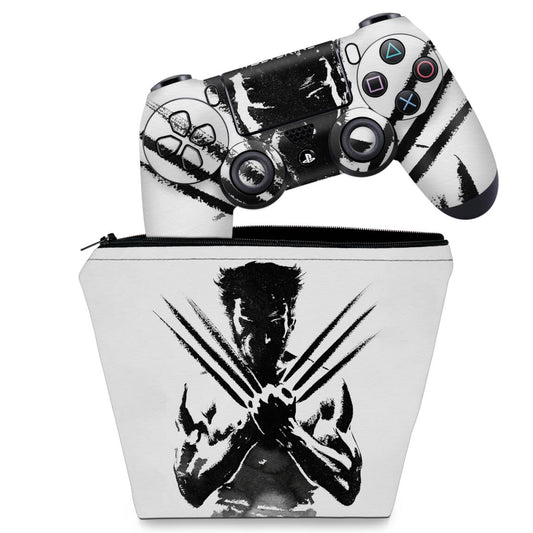 KIT Capa Case e Skin Anti-Rage PS4 Controle - Wolverine - X Men
