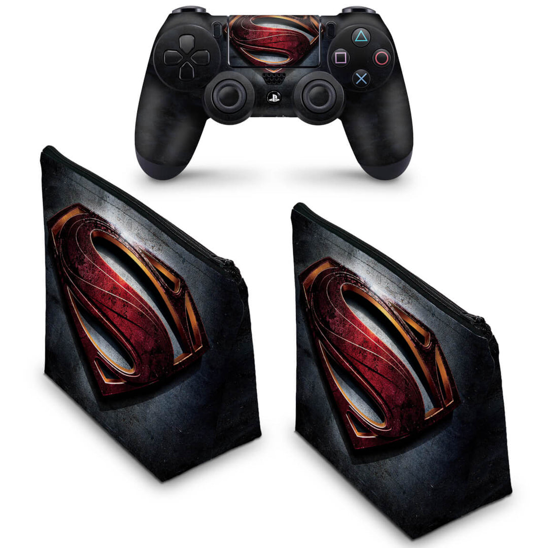 KIT Capa Case e Skin Anti-Rage PS4 Controle - Superman - Super Homem - Pop Arte Skins - foto 2
