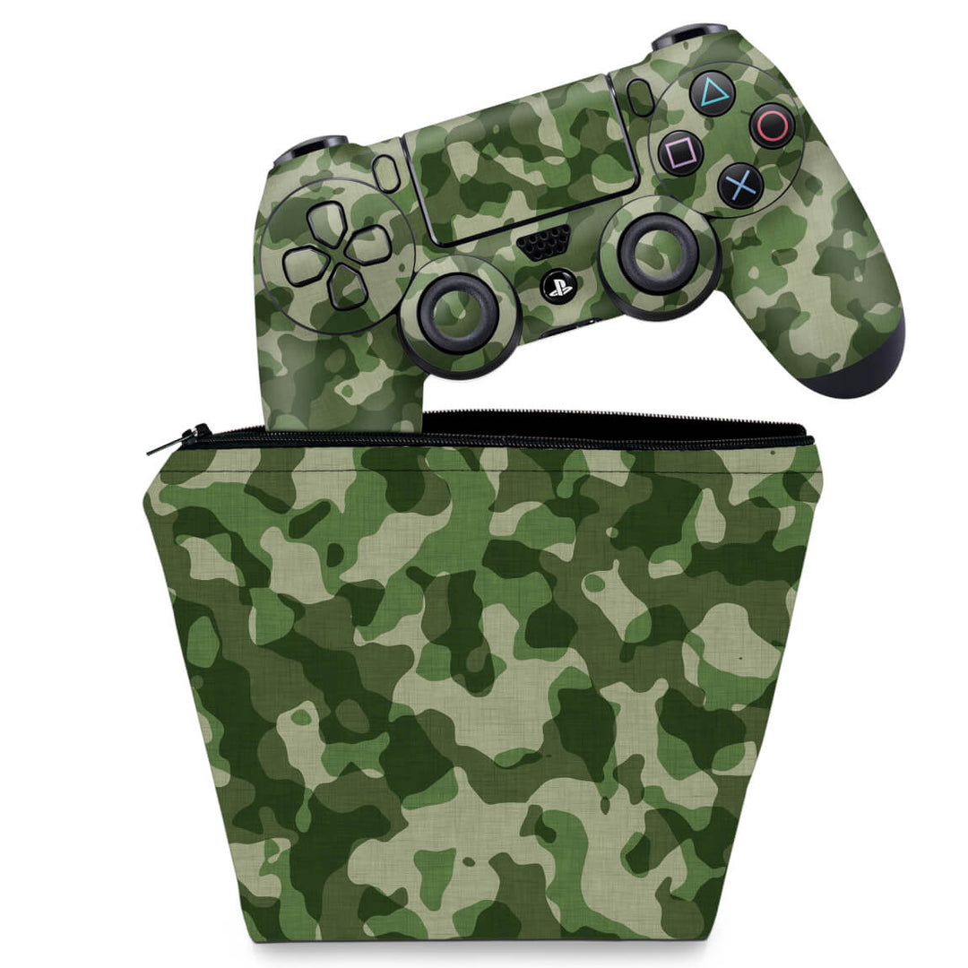 KIT Capa Case e Skin Anti-Rage PS4 Controle - Camuflagem Exercito - Pop Arte Skins