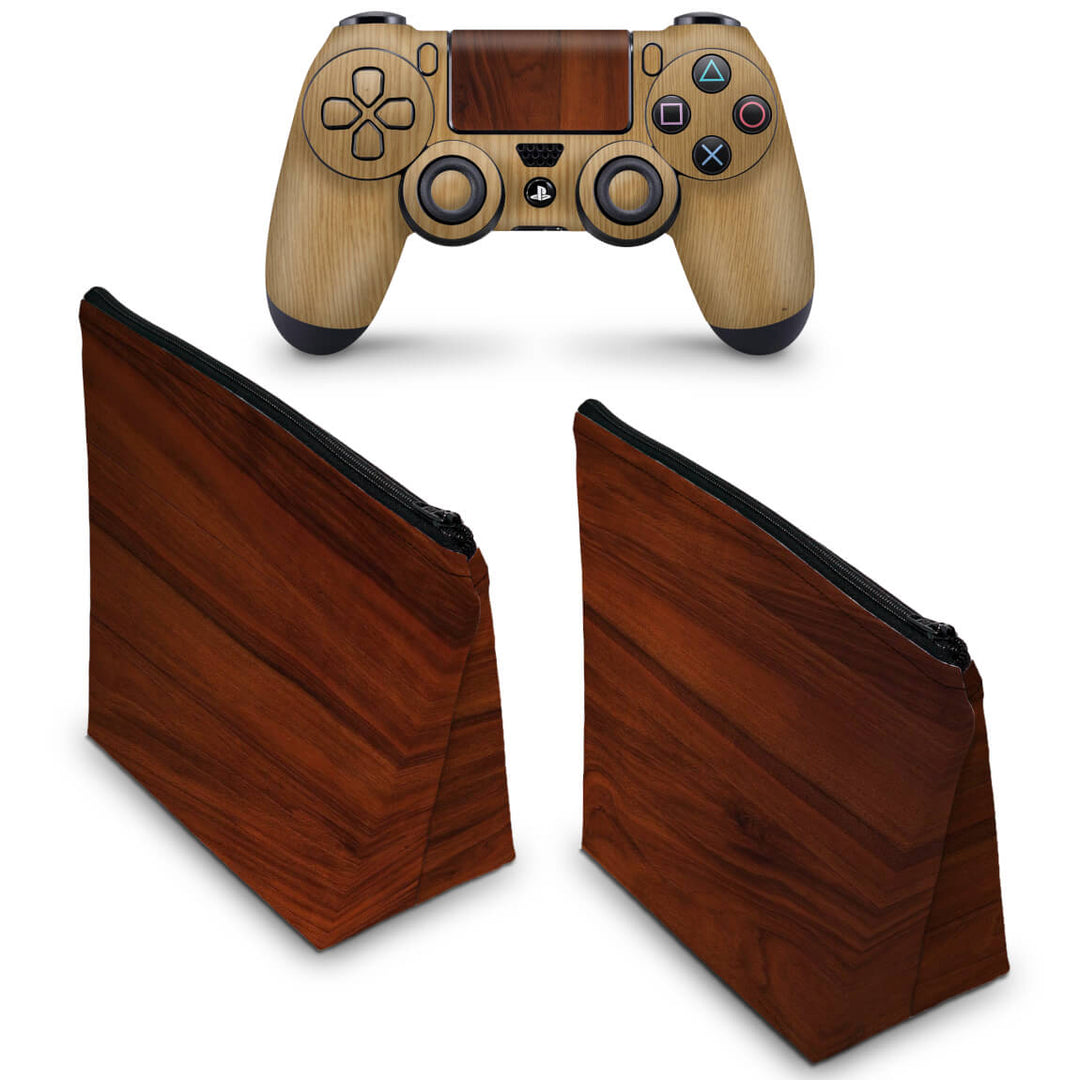 KIT Capa Case e Skin Anti-Rage PS4 Controle - Textura Madeira - Pop Arte Skins - foto 2