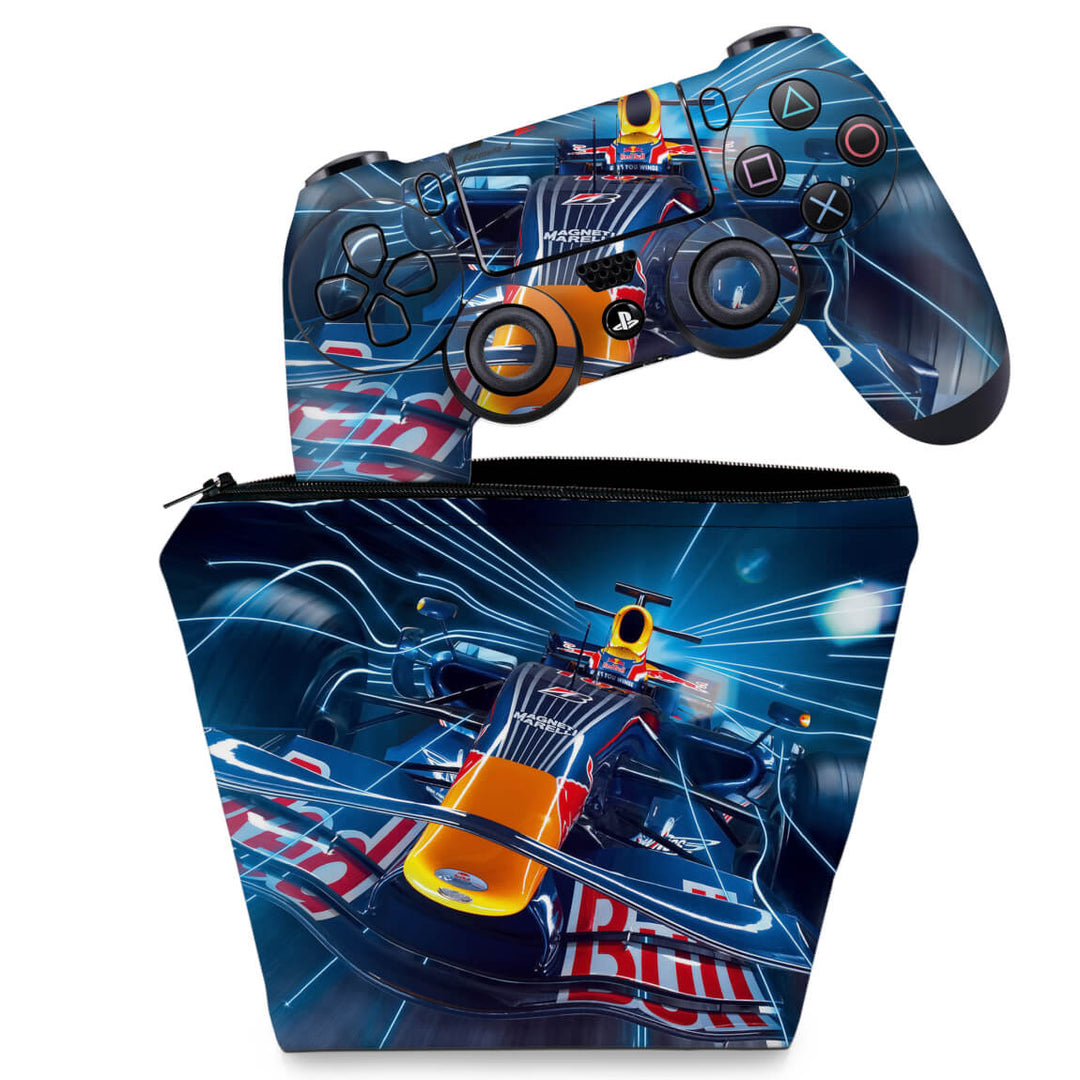 KIT Capa Case e Skin Anti-Rage PS4 Controle - Formula 1 - Pop Arte Skins