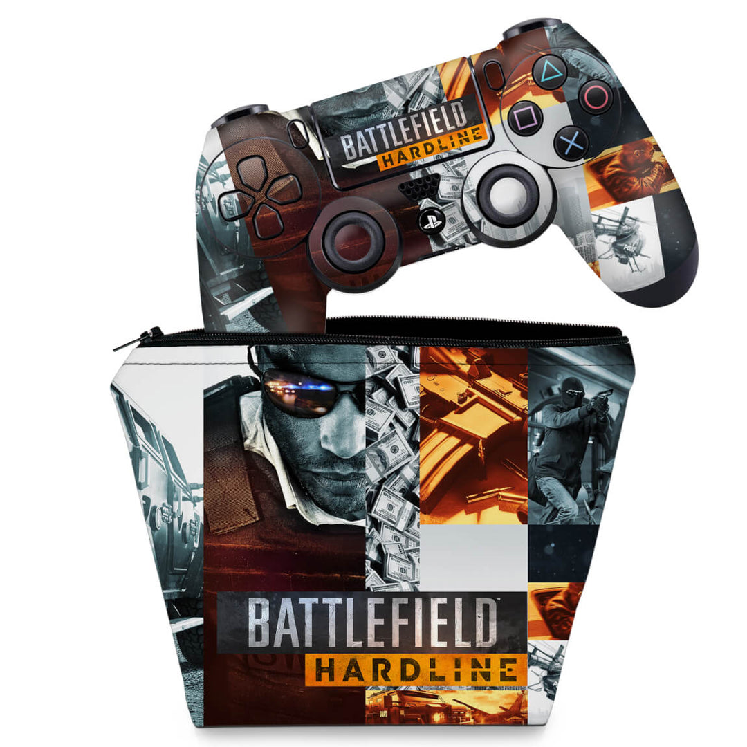 KIT Capa Case e Skin Anti-Rage PS4 Controle - Battlefield Hardline - Pop Arte Skins