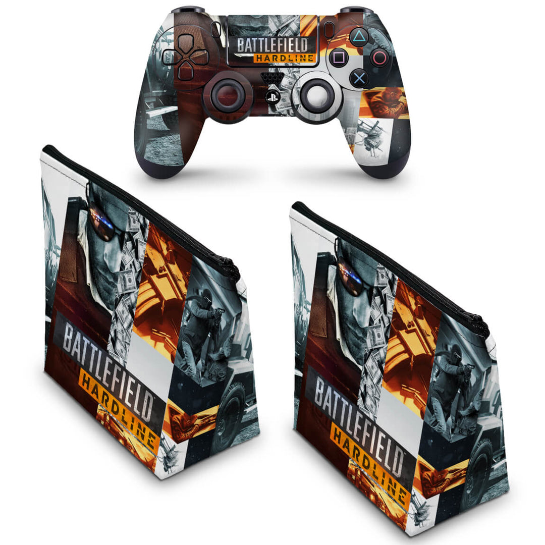 KIT Capa Case e Skin Anti-Rage PS4 Controle - Battlefield Hardline - Pop Arte Skins - foto 2