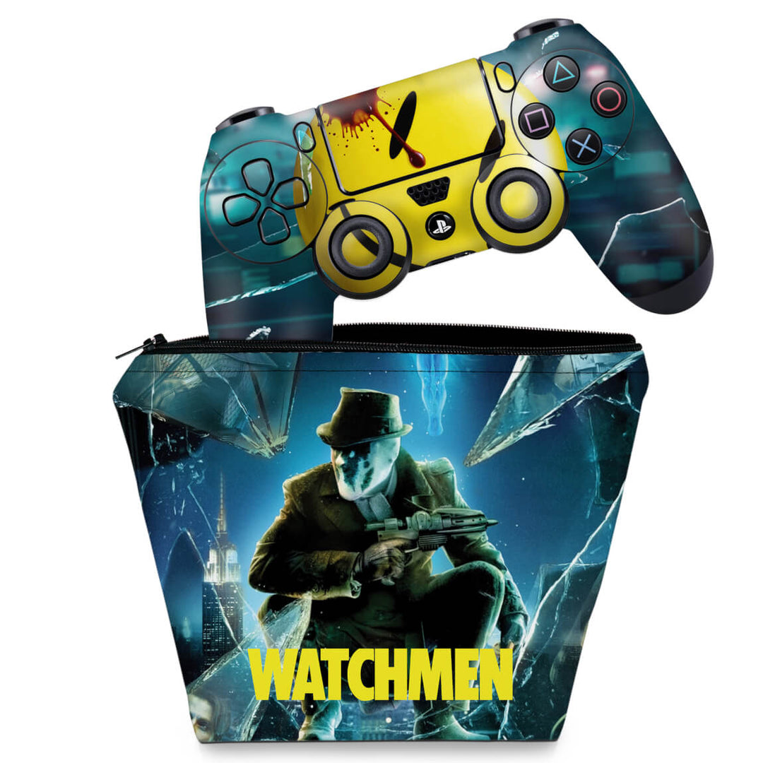 KIT Capa Case e Skin Anti-Rage PS4 Controle - Watchmen - Pop Arte Skins
